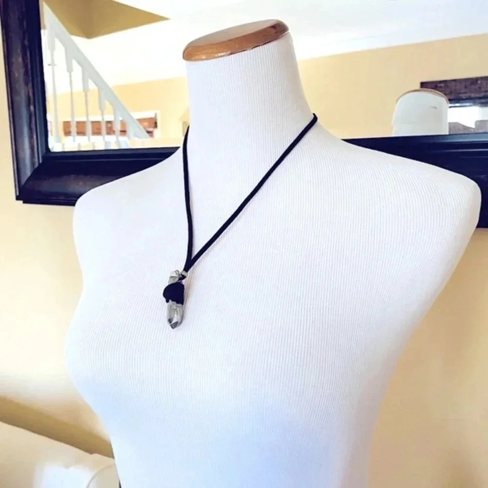 Marlyn Schiff Adjustable Silver Sheen Crystal Lanyard Necklace NWOT - Picture 5 of 8